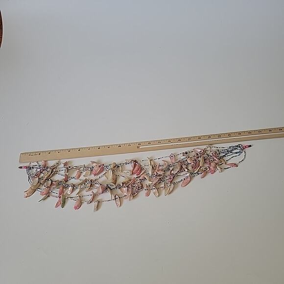 Vintage Layered Seashells and Seed Bead Collar Statement Necklace 25" Mermaid - Picture 7 of 8